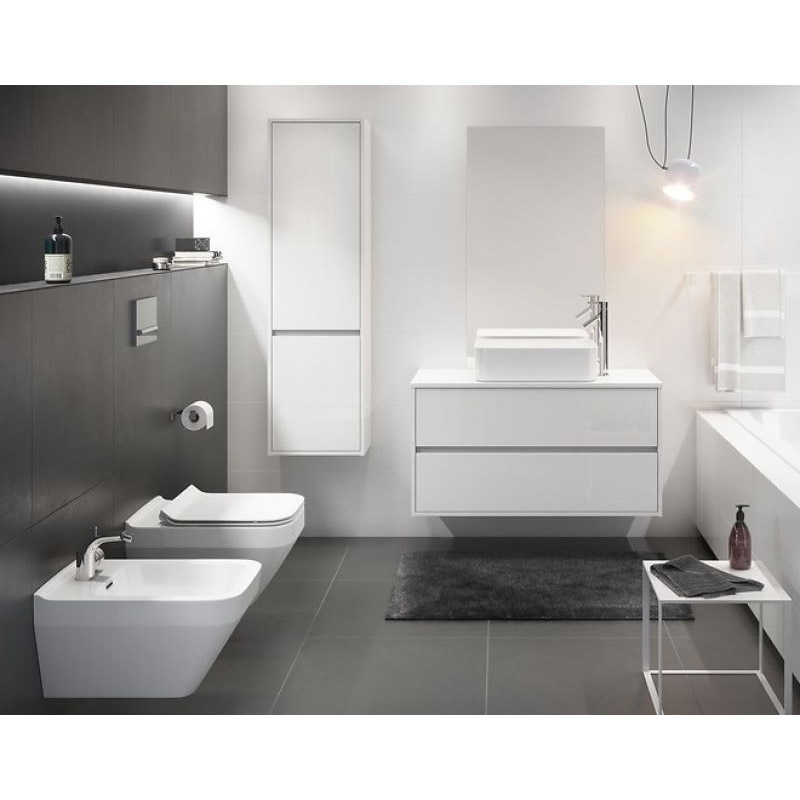 Bideu suspendat Cersanit, Crea, rectangular, fixare ascunsa, alb - imagine 3