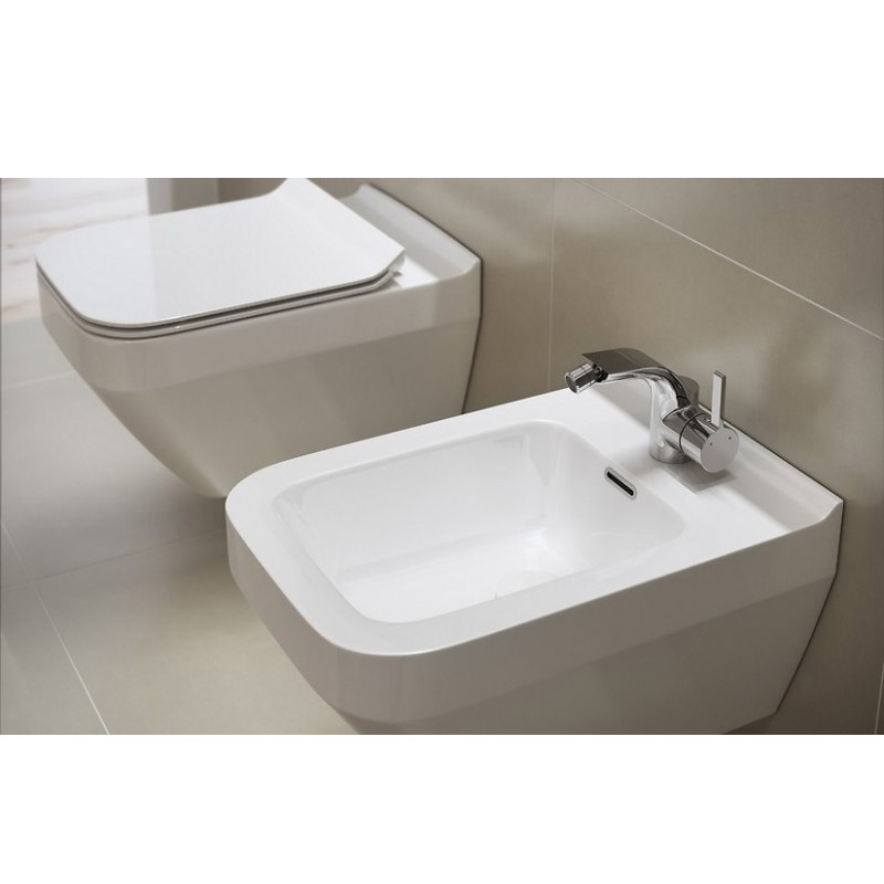 Bideu suspendat Cersanit, Crea, rectangular, fixare ascunsa, alb - imagine 4