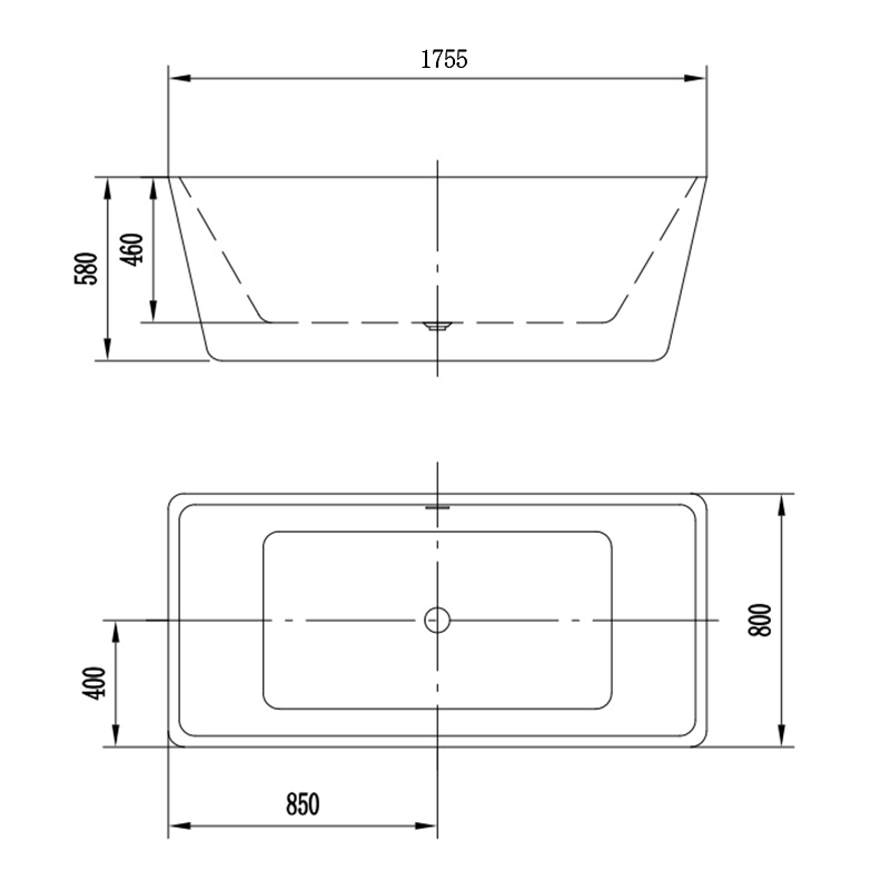 Cada freestanding, Florida, Quadro New, cu instalatie completa, dreptunghiulara, alb, 175 cm - imagine 3