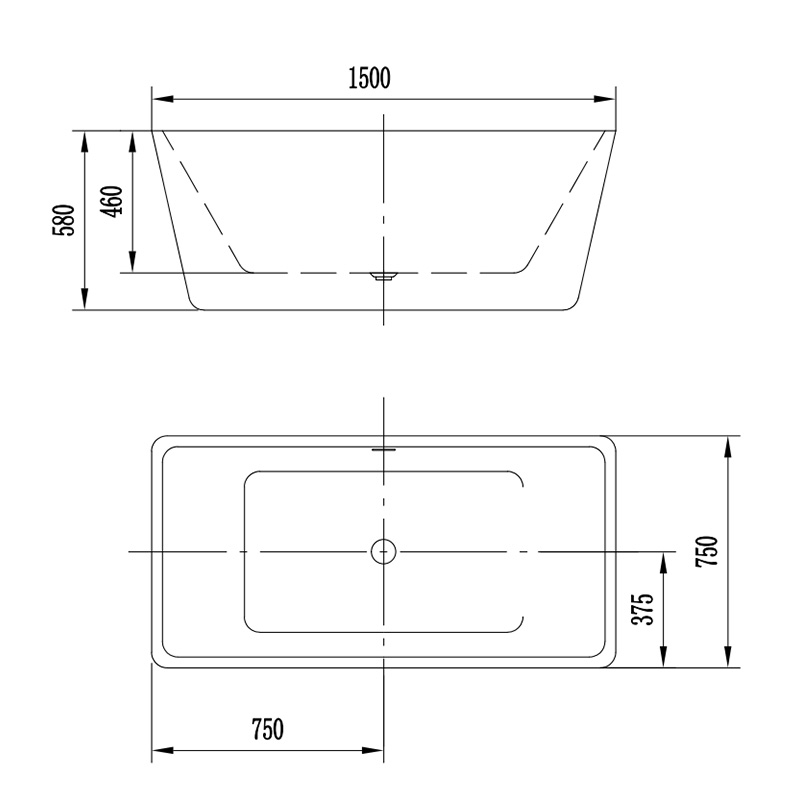 Cada freestanding, Florida, Quadro New, cu instalatie completa, dreptunghiulara, alb, 150 cm - imagine 3