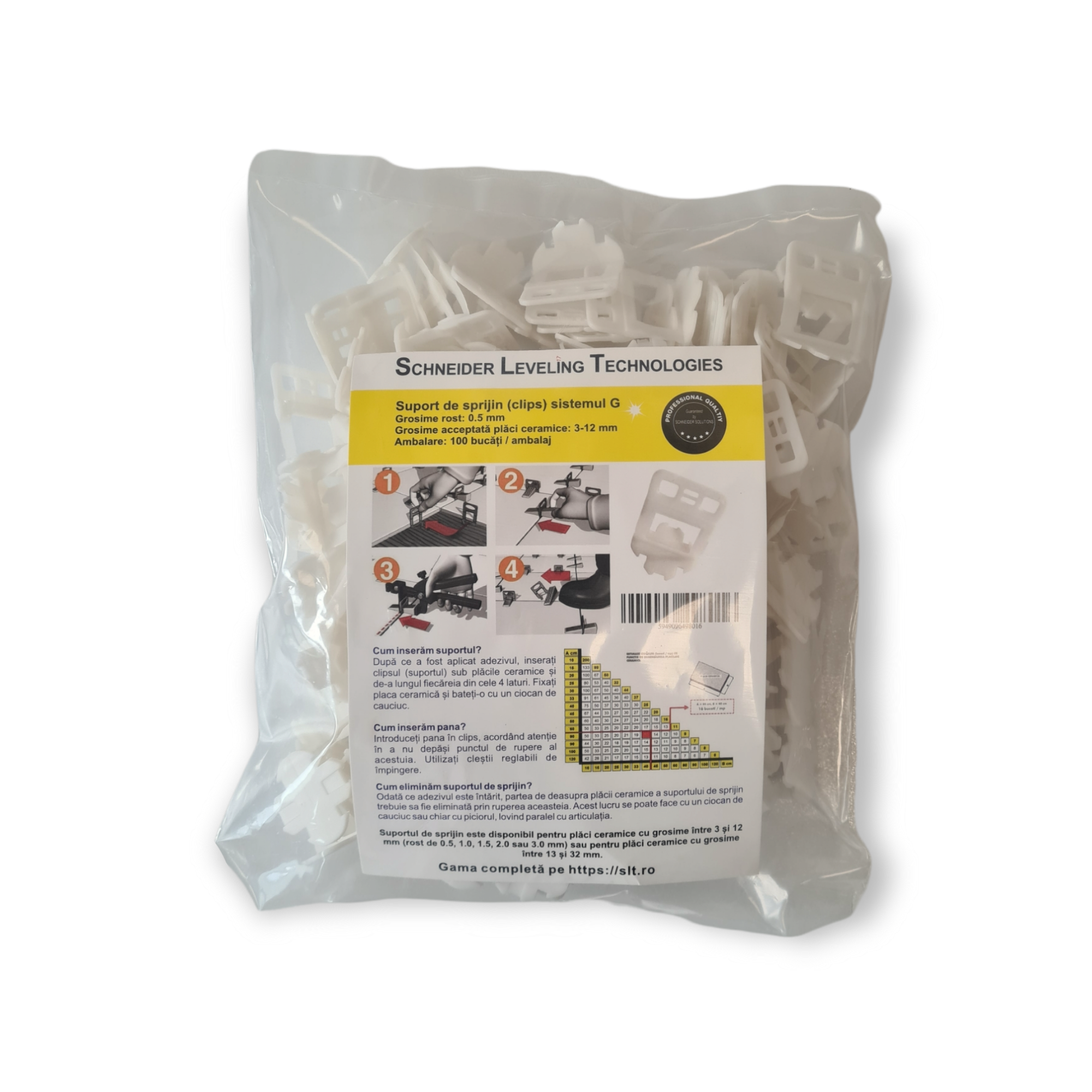 Distantiere pentru gresie si faianta cu autonivelare Schneider, 0.5 mm, 3-12mm, 100 buc - imagine 2