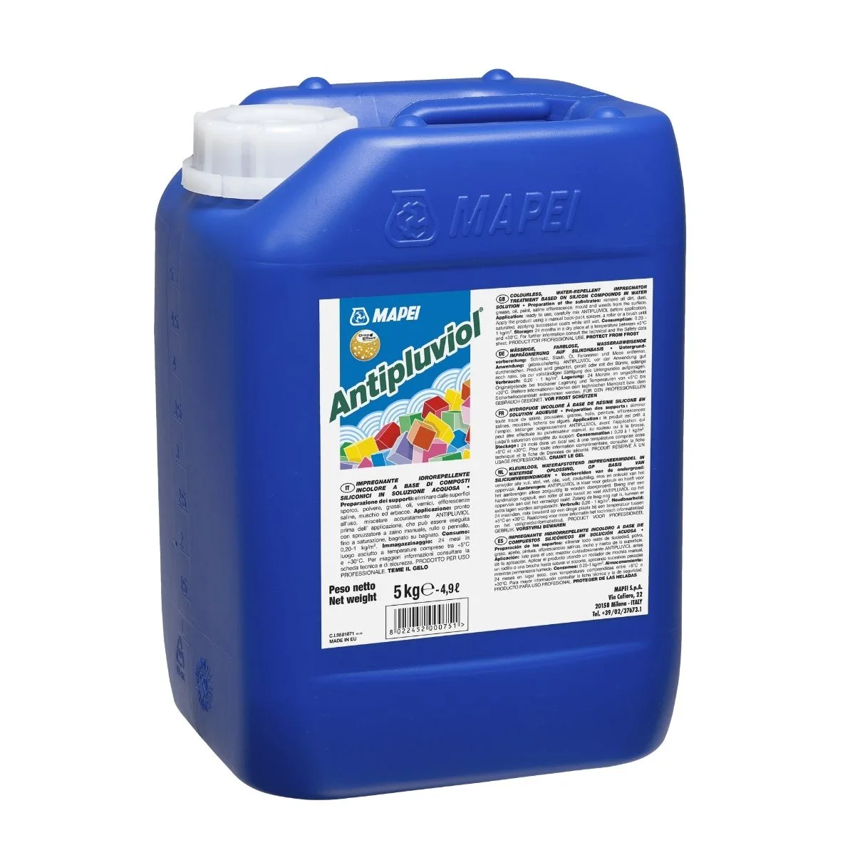 Tratament de hidrofobizare pe baza de rasini silanice si siloxanice, Antipluviol, Mapei, 5 kg