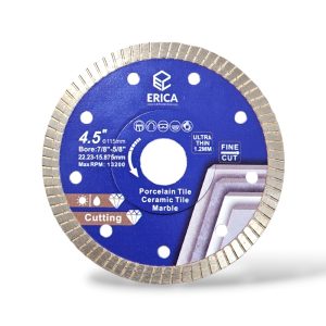 Disc diamantat TURBO pentru taiat gresie, gresie portelanata, Erica, 115x22.23x1,2mm