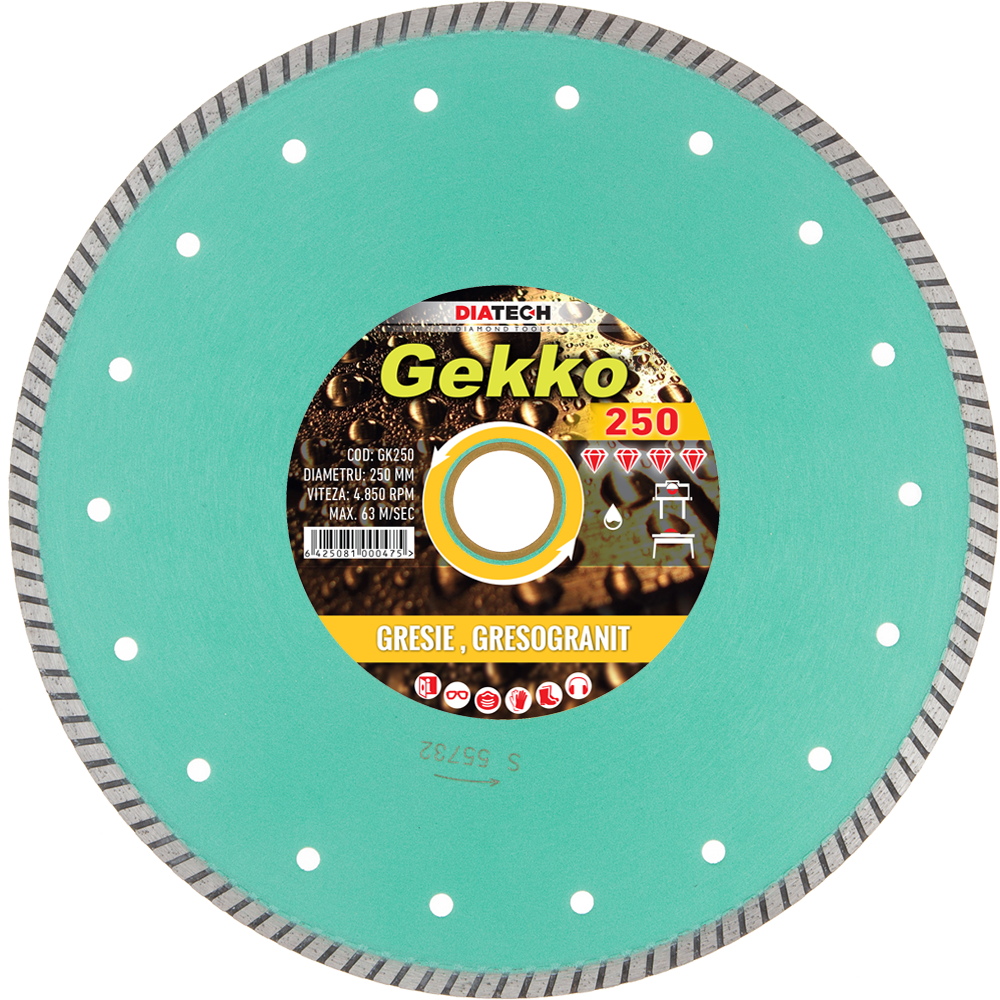 Disc diamantat pentru taiat gresie, gresogranit, Gekko, 300, Diatech