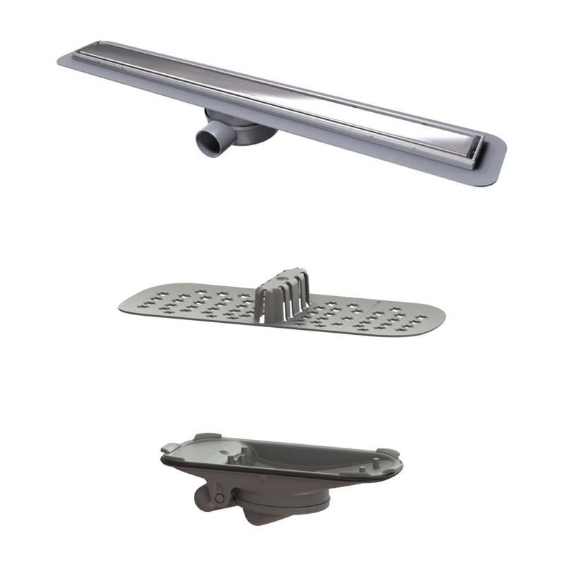 Rigola de dus, Kessel, Linearis Compact, cu sita de par si clapeta multistop, crom, 85 cm - imagine 3