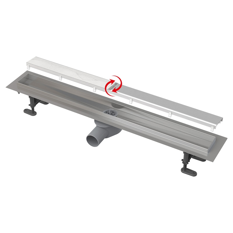 Set rigola de dus cu capac faiantabil, AlcaPlast, APZ13-DOUBLE9 FIT AND GO, 55 cm