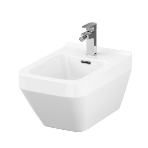 Bideu suspendat Cersanit, Crea, rectangular, fixare ascunsa, alb