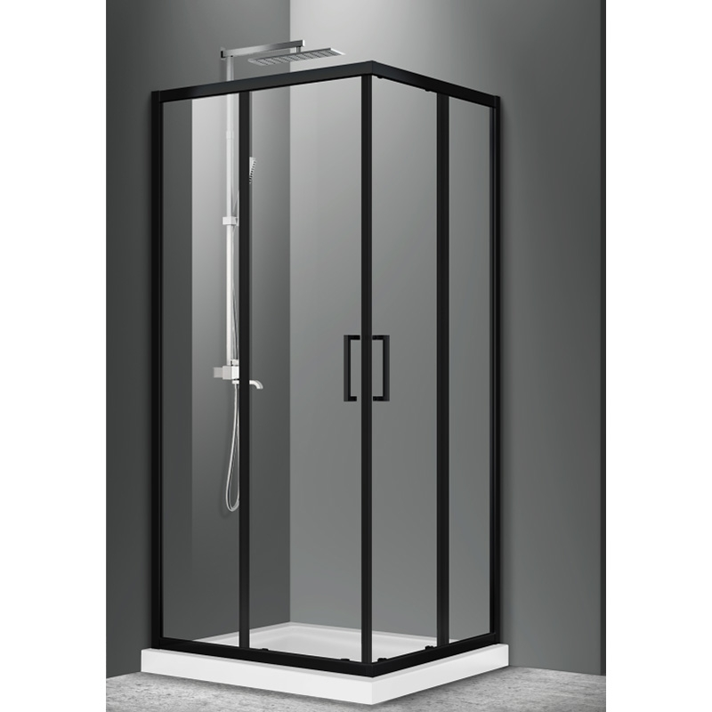Cabina de dus Mediterraneo, Hector Black, patrata, negru mat, 90x90 cm, inaltimea 200 cm